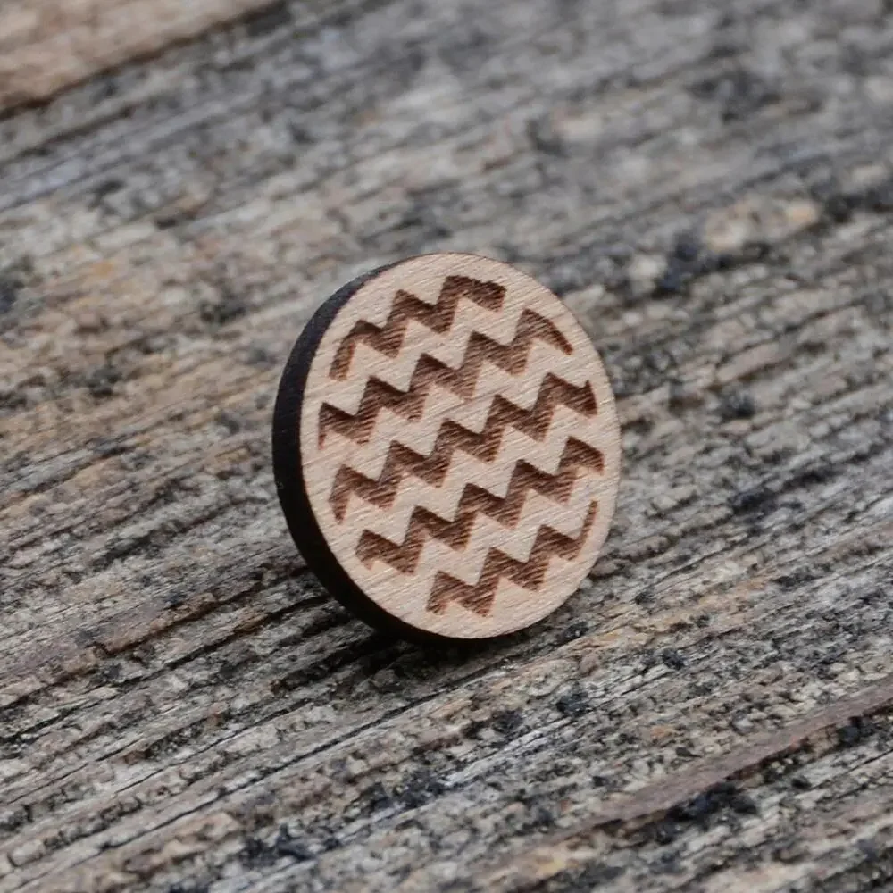 Wavy Lines Wood Lapel Pin